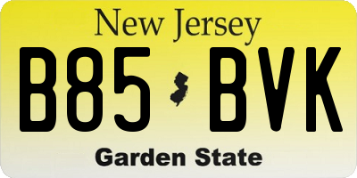 NJ license plate B85BVK