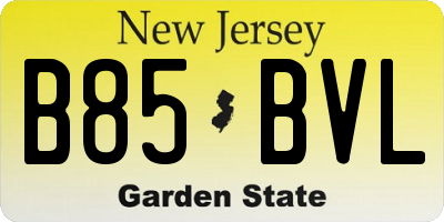 NJ license plate B85BVL