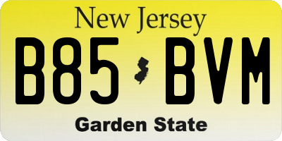 NJ license plate B85BVM