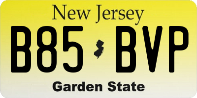 NJ license plate B85BVP