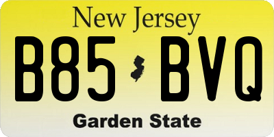NJ license plate B85BVQ