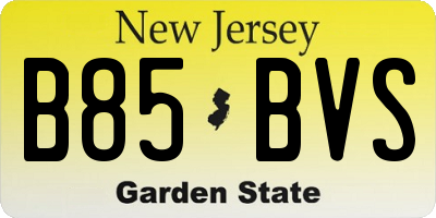 NJ license plate B85BVS
