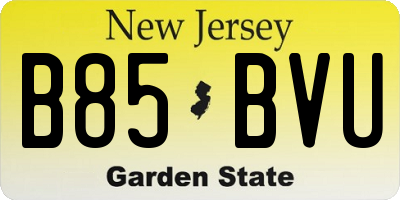 NJ license plate B85BVU