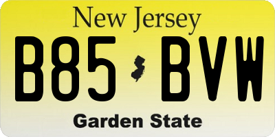 NJ license plate B85BVW