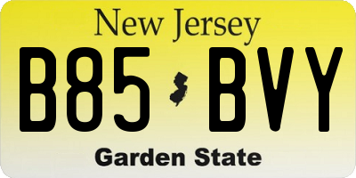NJ license plate B85BVY