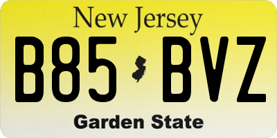 NJ license plate B85BVZ