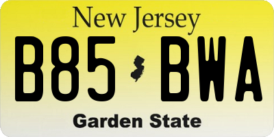 NJ license plate B85BWA