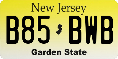 NJ license plate B85BWB