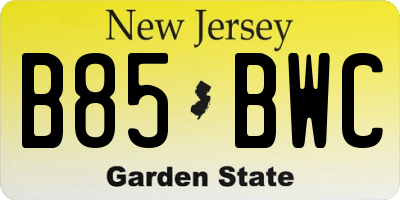 NJ license plate B85BWC