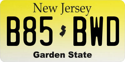 NJ license plate B85BWD
