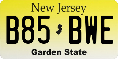 NJ license plate B85BWE