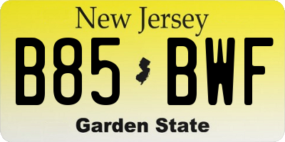NJ license plate B85BWF