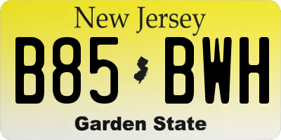 NJ license plate B85BWH