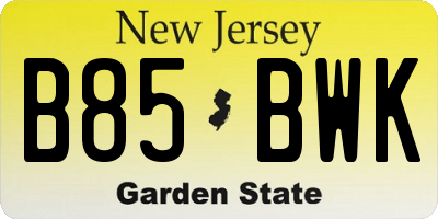 NJ license plate B85BWK