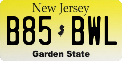 NJ license plate B85BWL