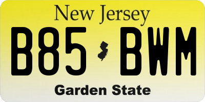 NJ license plate B85BWM