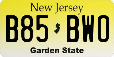 NJ license plate B85BWO