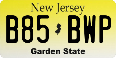 NJ license plate B85BWP