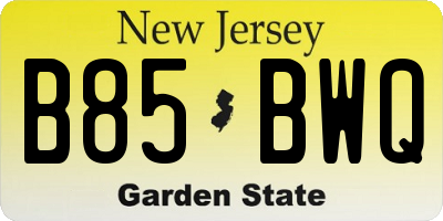 NJ license plate B85BWQ
