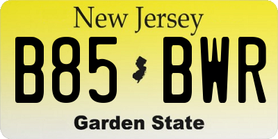 NJ license plate B85BWR