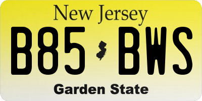 NJ license plate B85BWS