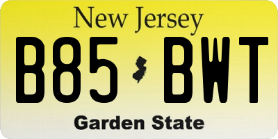 NJ license plate B85BWT
