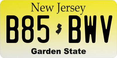 NJ license plate B85BWV