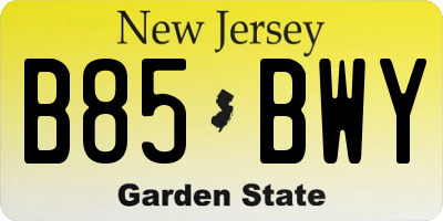 NJ license plate B85BWY