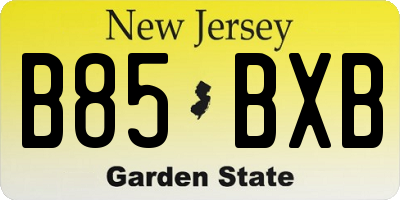 NJ license plate B85BXB