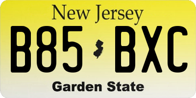 NJ license plate B85BXC