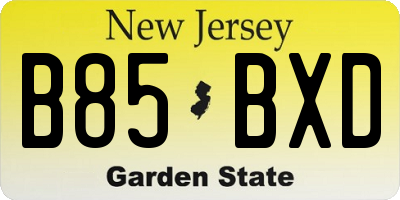 NJ license plate B85BXD
