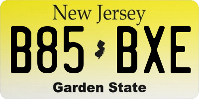NJ license plate B85BXE