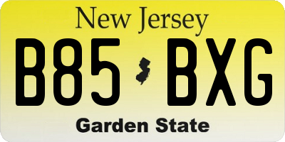 NJ license plate B85BXG