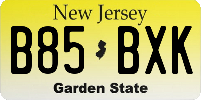 NJ license plate B85BXK