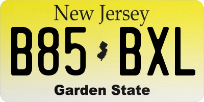 NJ license plate B85BXL