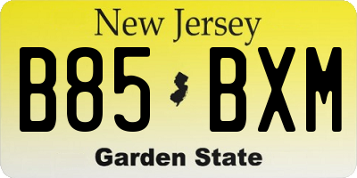 NJ license plate B85BXM