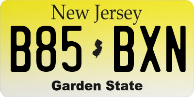 NJ license plate B85BXN