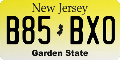 NJ license plate B85BXO