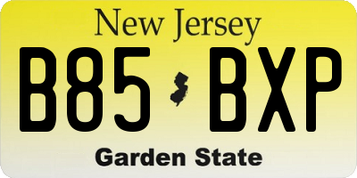 NJ license plate B85BXP