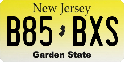 NJ license plate B85BXS