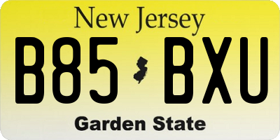 NJ license plate B85BXU