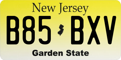 NJ license plate B85BXV
