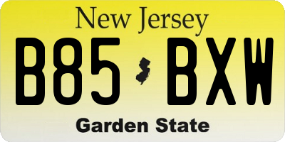 NJ license plate B85BXW