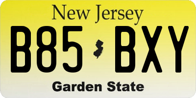 NJ license plate B85BXY