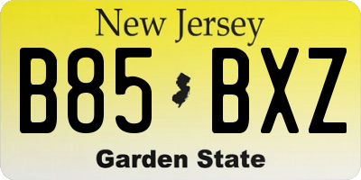 NJ license plate B85BXZ