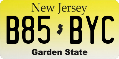 NJ license plate B85BYC