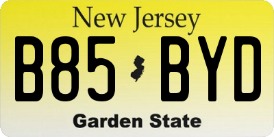 NJ license plate B85BYD