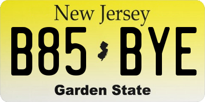 NJ license plate B85BYE