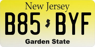 NJ license plate B85BYF