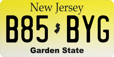 NJ license plate B85BYG
